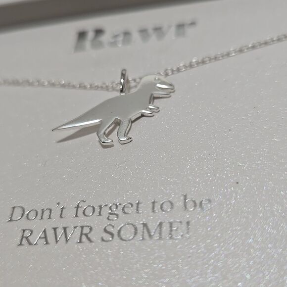 Sterling Silver Dinosaur Pendant Necklace - Picture 2 of 7